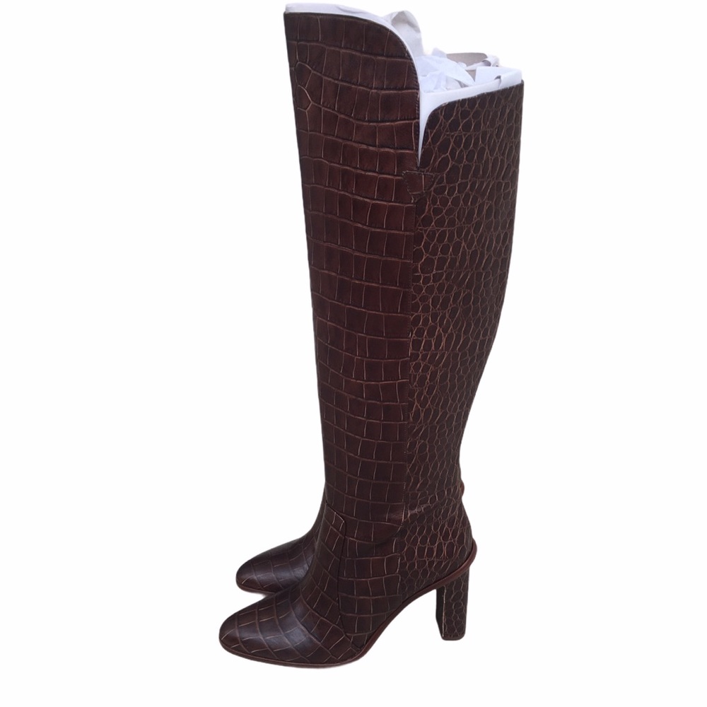 Vince Camuto Palley Croc Embossed Leather Boots 9